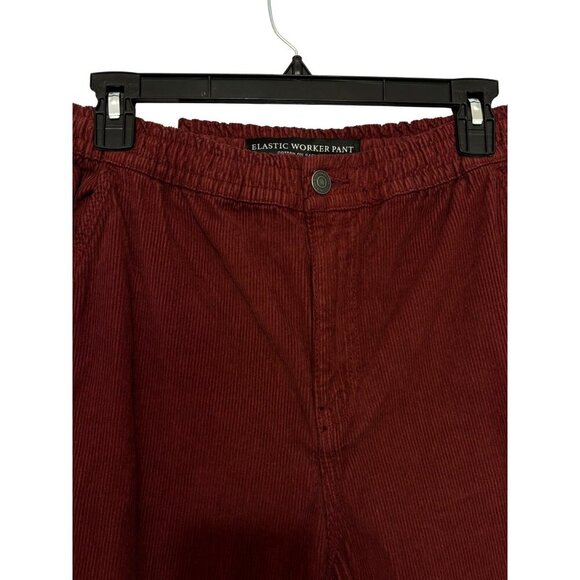 COTTON:ON Elastic Worker Pant Men S/P Burgundy Corduroy Relaxed Casual Style - Picture 2 of 16